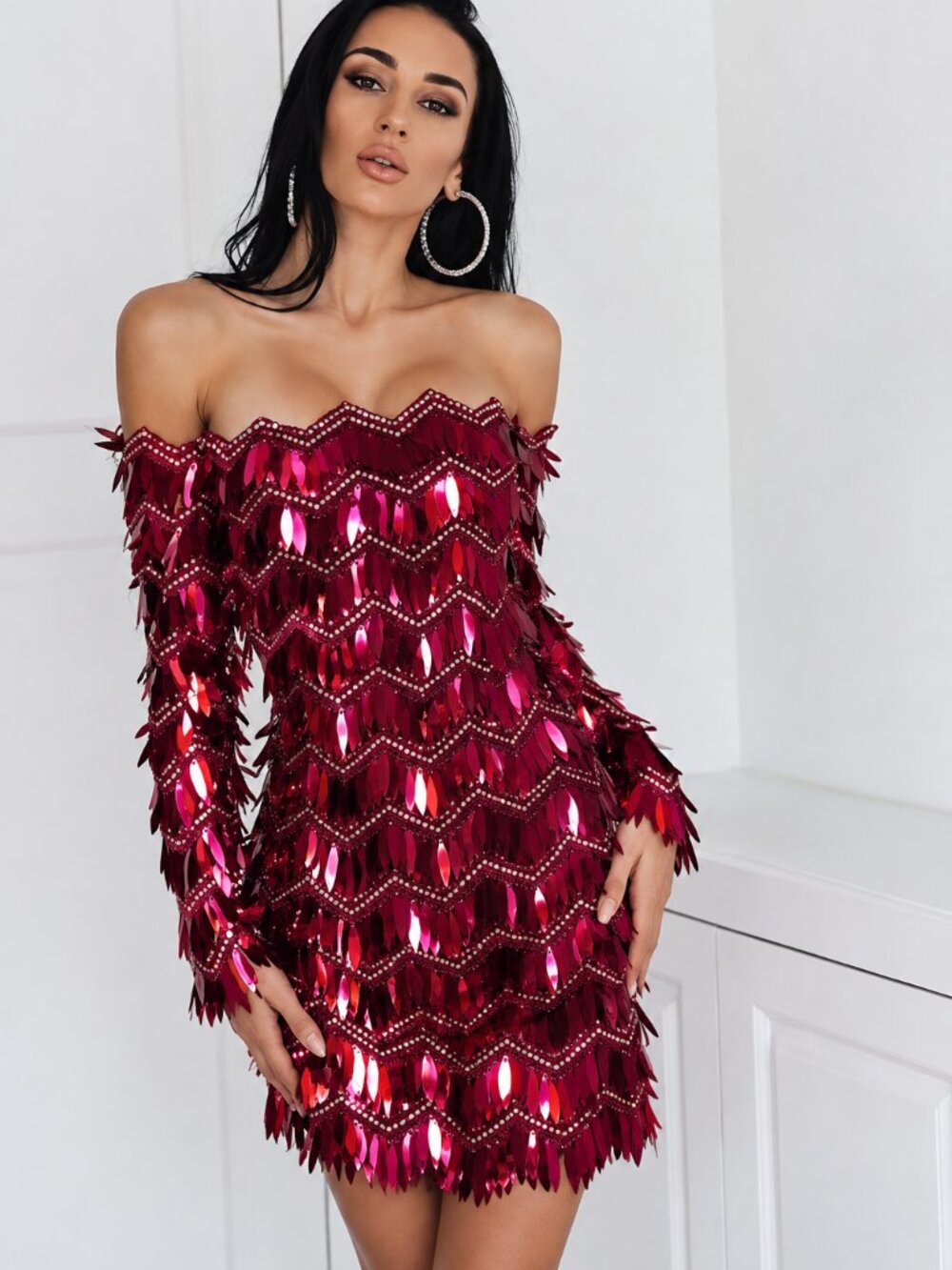 NWT Burgundy Sequin Fringe Cocktail Party Mini Dress Size 10